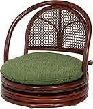 ラタン回転スツール(背付) ロー BR