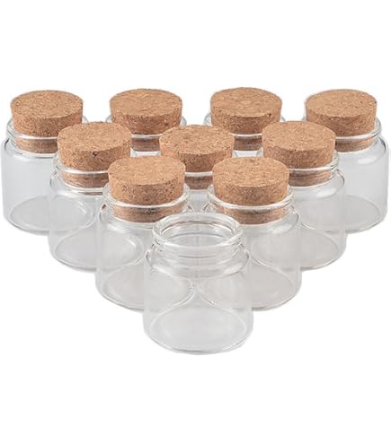 Amazon｜None 50 mlのコルク栓4つのガラス瓶とコルク栓、装飾瓶/貯蔵