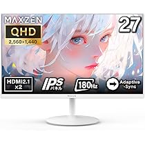 Amazon.co.jp: MAXZEN ゲーミングモニター 27インチ 180Hz QHD (2560