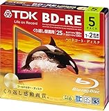 TDK 録画用ブルーレイディスク BD-RE 25GB 1-2倍速 ゴールドディスク 5枚パック 5mmスリムケース BEV25A5A