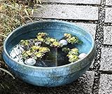 信楽焼 20号手ひねり特大　青ビードロ すいれん鉢 メダカ鉢 睡蓮鉢 スイレン鉢 金魚鉢 水鉢 陶器 su-0224 (直径610×高さ240mm)