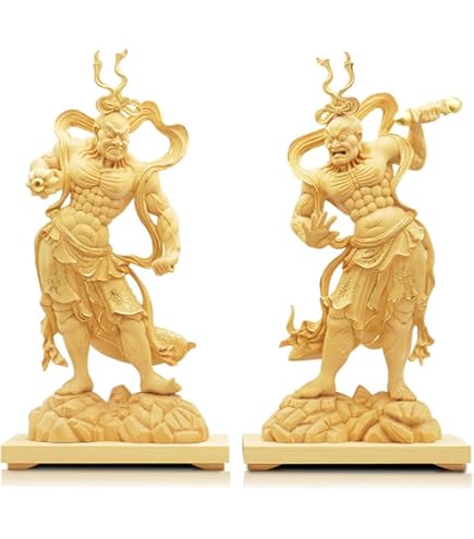 Amazon｜金剛力士 木彫り 二体一対 天然 崖柏木 仁王像 置物 金剛力士