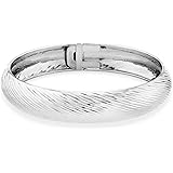 MiaBella 925 Sterling Silver Italian Diamond-Cut Flexible Bangle Bracelet 7.5", Choice Yellow White