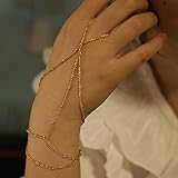 YienDoo Fashion Multilayer Tassel Chain Finger Ring Bracelet Layered Bracelet Hand Bundle Slave Bracelet for Women and Girls 