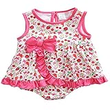 ベビー ワンピース風 ロンパース 半袖 3M 6M 9M 12M 18M 24M 50 60 70 80 90 女の子 HY3115 (24M(83-86cm))