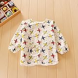 美来Kids ベビーエプロン 長袖 防水エプロン スモック 食事用 お絵かき用 泥遊び用 2枚セット (ひこうき柄)