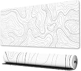 マウスパッド 大型 防水 ゲーミング マウスパッド 800x300mm 地形図 等高線 おしゃれ 滑り止め 水洗い 黒 白 キーボード マット マウス対応 デスク用大型マウスパッド オフィス サイバーカフェ 自宅用 (ホワイト)