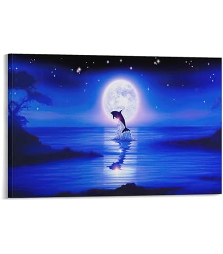 Amazon.co.jp: 青い海 クリスチャン・ラッセン 海の眺め イルカ