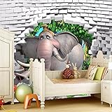 bzdhwwh子供部屋Cartoon Elephant Broken壁フォト3d壁紙子供の部屋壁紙壁3 DのPapel壁画 6949265109650