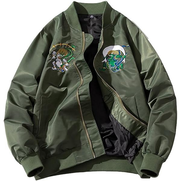 Amazon | [BAGAD] フライトジャケット ブルゾン 和風刺繍