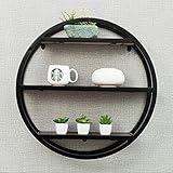 HAIZHEN 3層ソリッドウッドラウンド棚装飾的な棚店物事60 * 16 * 60センチメートル ( 色 : ブラック )
