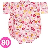 ハローキティ 甚平 花 80cm☆サンリオ　子供キッズサマー衣料シリーズ