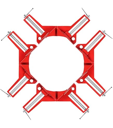 FUNSUEI 6-Pack 90-Degree Corner Clamp Set – Steel Right-Angle Clamps For Woodworking, Picture Frames, Glass, Max 3" Opening