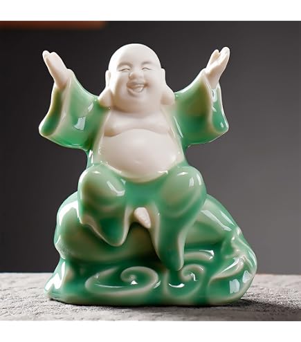 Amazon｜6のセット翡翠色Feng Shui Laughing Buddha Statue Figures