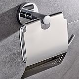 Rovateトイレペーパーホルダーシングルロールカバー、Sus 304ステンレス鋼壁マウント紙タオルディスペンサーティッシュロールハンガー、クロム