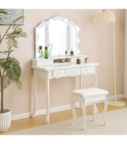 Amazon｜ロココ調 ドレッサー スツール セット 天板サイズ約W90×約