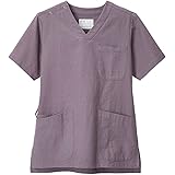 [アンファミエ] ナーススクラブ コットンブレンド 男女兼用 介護 看護 両脇ポケット ループ付き 肩スナップ
