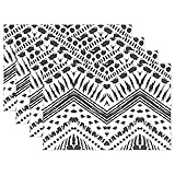 wihveプレースマットWipeableダイニング部族デザインブラックとホワイト 12 x 18 inch