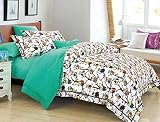 Cliab Owl Bedding for Girls Queen Size with Polka Dots Duvet Cover Set 5 Pieces 100% Cotton [並行輸入品]