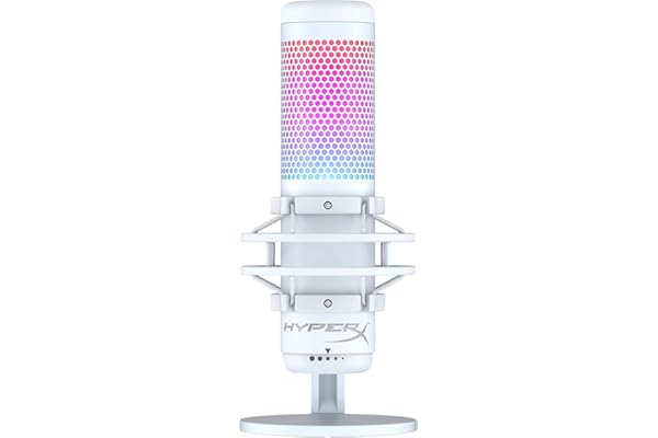 HyperX QuadCast S 519P0AA Stand-Alone Microphone RGB Lighting, White, For Telework/Streamer/Content Creator/Gamers / PC, PS4,