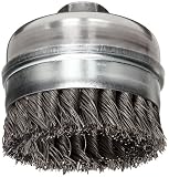 Weiler Banded Wire Cup Brush, Threaded Hole, Steel, Partial Twist Knotted, 4 Diameter, 0.023 Wire Di