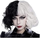 クルエラ 101忠狗 コスプレ クルエラ・ド・ヴィル ウィッグ 仮装 変装 かつら 耐熱 自然 ショート wig コスチューム かつら小物 ハロウィン イベント cosplay 撮影 祭り 前髪あり