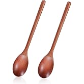 ONBPIY 2 Pcs Wooden Spoon for Cooking Camphor Kitchen Utensils Set Natural Cooking Utensils for Mixing Serving 9.25 in
