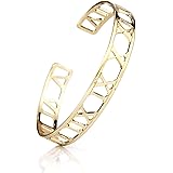 POMINA Roman Numerals Bangle Bracelet for Women Gold Silver Fashion Bar Cuff Bangle Bracelet