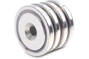 強力磁石 ネオジム磁石，直径36mm、穴径6.5mm，耐荷重48KG ネジ付き超強力マグネット，キッチン 浴室 工業 室外 倉庫 壁掛け用 (36mm 穴 6.5mm - 4個入り)