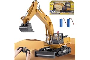 ショベルカー ラジコン 掘削機 ブルドーザー 11CH 1:16 2.4GHz無線 パワーショベル 合金強化版 360/680度旋回 音楽 LEDライト搭載 自動デモ機能 充電式 RC建設トラクター おもちゃ 砂浜 砂場用 【日本語説明書】 (掘削機