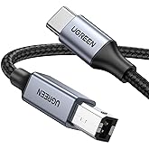 UGREEN Printer Cable USB C to USB B 2.0 Printer Scanner Cord Nylon Braided Type B to Type C Male Wire Compatible with Epson H