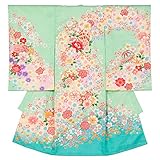 女の子初着 お宮参り着物 ポリエステル ひすい色 まりに桜