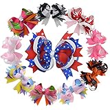 キッズティーンズジュニアのためのワニの毛のクリップと5インチマルチ積み重なった巨大な弓