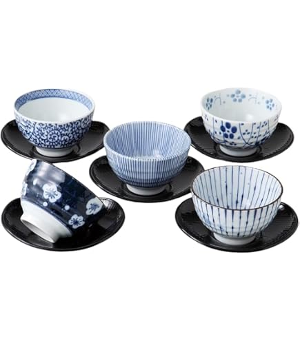 Amazon.co.jp: ！□庫山窯 山桜 煎茶揃 茶味清風 湯呑み 5客セット