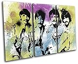 太字ブロックデザイン – The Beatlesグランジ抽象Musical Trebleキャンバスアートプリントボックスフレーム壁吊り下げ – Hand Made In The UK – Framed