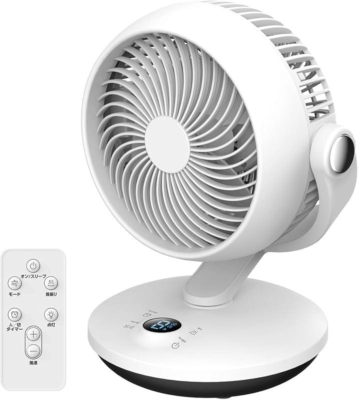 サーキュレーター DCモーター【2026 先行発売モデル＆節電対策】扇風機 兼用 静音 超小型せんぷうき 強力送風 省エネ リモコン付き 左右首振り 上下角度調節 3モード 風量6段階調節 タイマー機能 一台多役 換気/空気循環/部屋干し/冷房 梅雨除湿 衣類乾燥 日本語取扱説明書付き プレゼントに最適