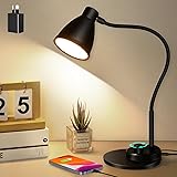 Eocean LED Desk Lamp, Dimmable Beside Table Lamp with USB Charging Port, Rotary Switch Study Lamp with Intelligent Induction 