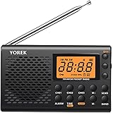 YOREK AM/FM/SW 高感度受信ポータブルラジオ 電池式 スリープ機能付きワイドFM対応小型ラジオ ステレオイヤホン付属する（日本語取説付き） (クロ)