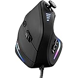 ゲーミングマウス 5Dロッカー付き TRELC 人間工学マウス 10000 DPI / 11 プログラム可能なボタン RGB垂直ゲーミングマウス PC/ノートパソコン/E-スポーツ/ゲーマー用 (ブラック)