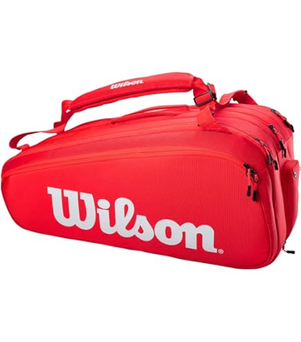 【美品】Wilsonラケットバック（赤） Amazon | Wilson スーパーツアー、レッド | WILSON | サック