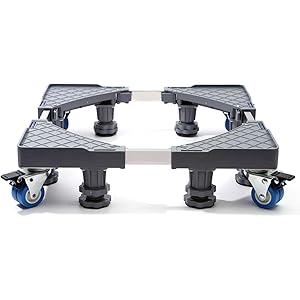 洗濯機 台 shunbang 冷蔵庫置き台 キャスター付 かさ上げ 移動式 昇降可能 幅/奥行自由調整 減音効果 防振パ…