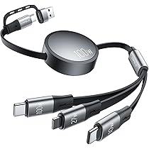 3in1 巻き取り式 充電ケーブル 超高速 長さ調節可能 宇宙 かわいい 黒 巻き取り式充電ケーブル 充電ケーブル 3in1 巻き取り式 収納便利 絡み