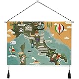 Amazon Co Jp Niesikkla タペストリー ベクトル様式化された地図イタリア旅行イラスト 壁掛け おしゃれ インテリア モダン ポスター 絵画などに適用 ウォールアート モダン 装飾アート 多機能 個性プレゼント ホーム キッチン