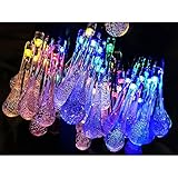 Water Solar String Lights- LEDMO Water Drop LED String Lights 20 Leds Light Outdoor Solar Powered Fo