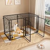 ペットフェンス 中型犬 小型犬用 折りたたみ可能 ドア付き 60×60×120cm ブラック 金属製 6パネル 連結可能 室内外兼用 組立簡単 犬ゲージ ドッグサークル