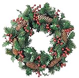 asca クリスマス 飾り ホーリー&パインコーンリース AX67732-000