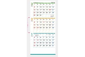 壁掛けカレンダー 2026年版 Like it Color 3ヶ月カレンダー 毎月切り取り ミシン目 メモスペース IC-302