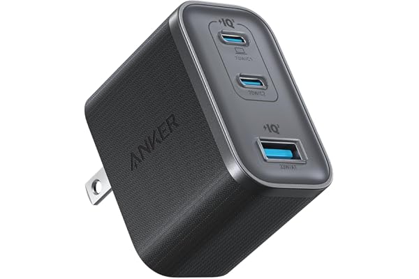 Anker Nano Charger (70W, 3 Ports) ブラック | 充電器 / 70W / Type-C 【PD対応/PSE技術基準適合/折りたたみ式プラグ】 iPhone 17 / 16 / 15シリーズ / Air MacBook Windows PC iPad Galaxy Android スマートフォン