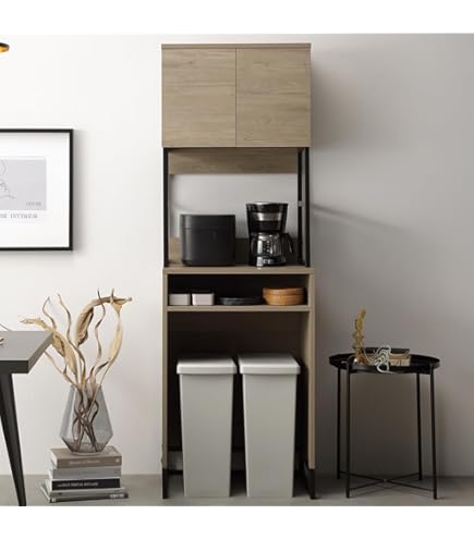 Amazon｜ホームテイスト ヴィンテージ木製ごみ箱上ラック すき間収納