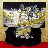 【飛翔鷹・吉祥柄尽くし・黒】 男児　初着　祝着 のしめ 産着 男の子のお宮参り着物 高級 フードセットプレゼント付